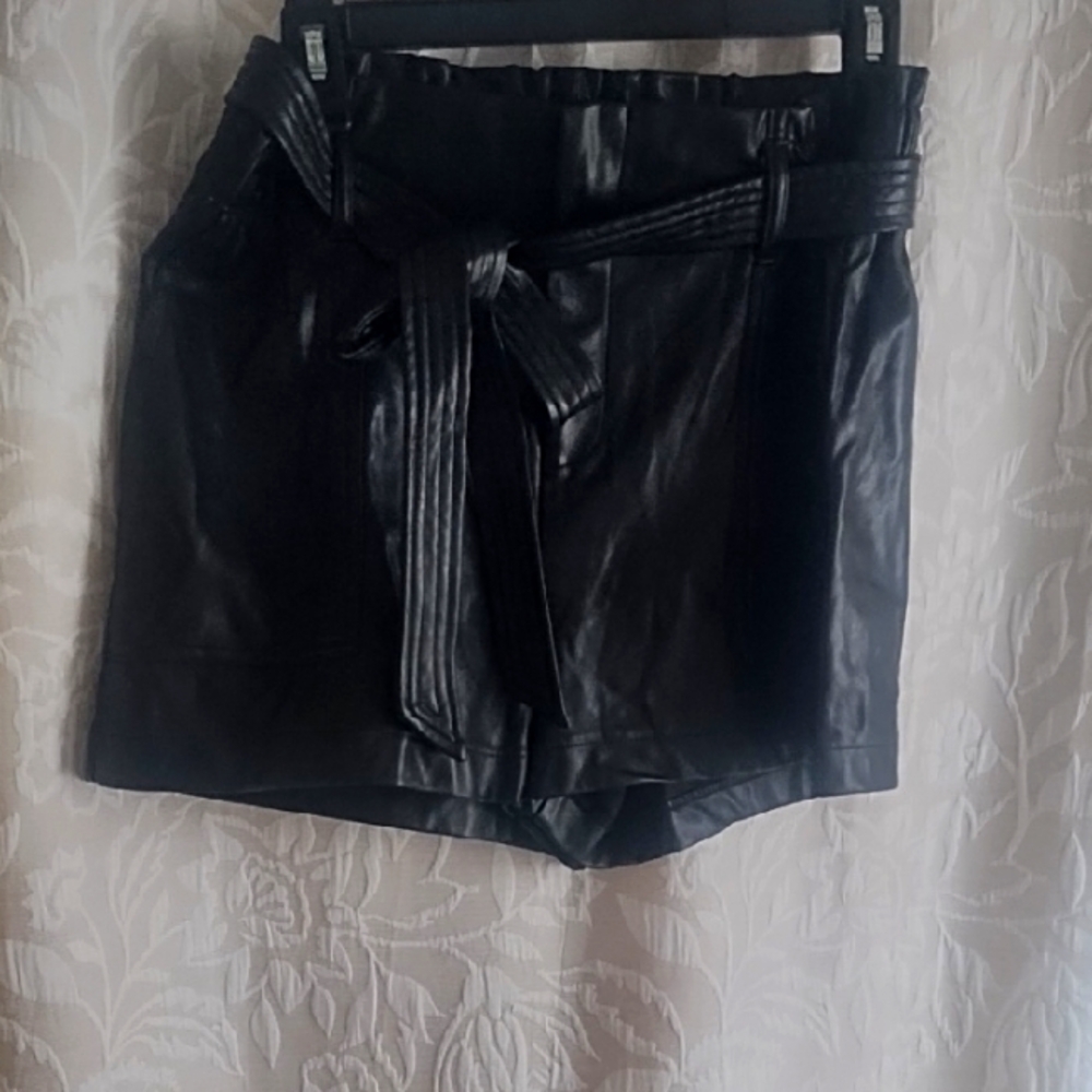 Chocolate Black Leather Shorts
